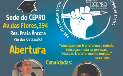 PRÉ-VESTIBULAR SOCIAL DO CEPRO INICIA AS AULAS NESTE SABADO DIA 16, EM RIO DAS OSTRAS.