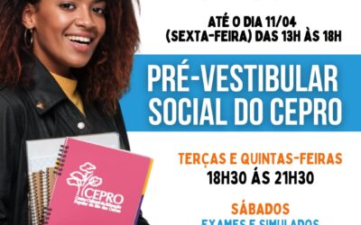 Pré-vestibular Social do Cepro| inscrições prorrogadas até o dia 11.